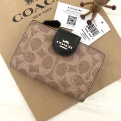新品　COACH　コーチ 折り財布　ブラウン ２つ折り財布