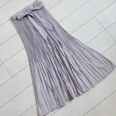 【GRL】リボンベルト付き消しプリーツスカート[tw1007] ブルーグレー L