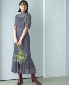 ルイルエブティック バックリボンフレアーレースワンピース 3L 大きいサイズ