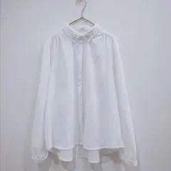 C.O.L.Z.A　シフォンブラウス　長袖　Ｍ　ビジュー　ホワイト　フォーマル