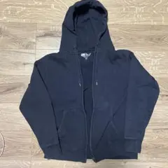 古着 ブラックフルジップスウェットパーカー