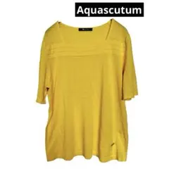 アクアスキュータム 綿100% サマーニット スクエアネック 黄