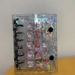 ブラック黒☆星柄シール帳A7☆完成品５枚＋リフィル５枚☆美品ほぼ未使用☆キティ