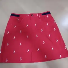 値下げ…レディース　ゴルフ用　adidas 帆船柄 赤 スカート