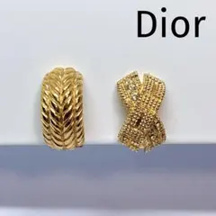 Dior ディオール イヤリング ゴールド ラインストーン 片耳 2点セット