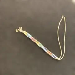 多色編み込みブレスレット ピースマーク付き