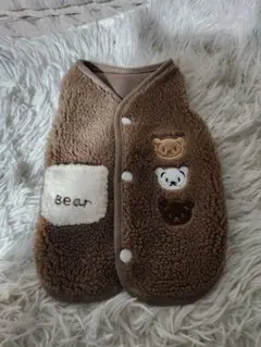 犬服　クマ　フリース ベストタイプS