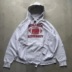 90s USA製 ダメージリバースウィーブ ボロ スウェット パーカー