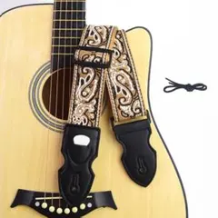 ギターストラップ 刺繍 ギター ベース ストラップ 黄色