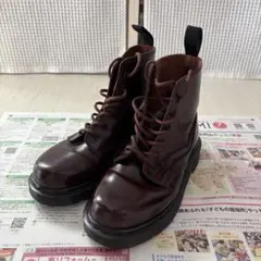 MANAレースアップブーツ ボルドー 厚底２５〜26㌢程度 MANAレースアップブーツ ボルドー 厚底25〜26㌢程度 - メルカリ