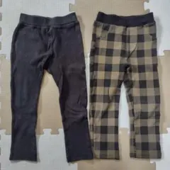 黒とチェック柄のロングパンツ長ズボン　2本セット。
