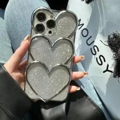 iPhone15. ケース　ハート　キラキラ　シルバー　韓国　大人可愛い 人気