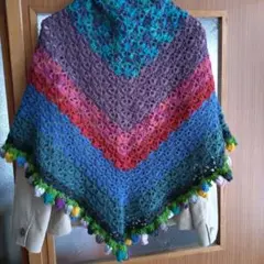 カラフルレース編みストール 蕾バラ付き