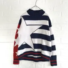 TOMMY HILFIGER 星柄 ボーダー ハイネックニット セーター 164