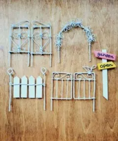 ワイヤークラフト　ガーデニング雑貨　ミニチュアガーデンピック5点セット