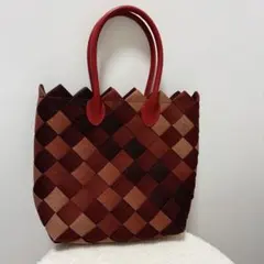 ハンドメイド　編み込みハンドバッグ