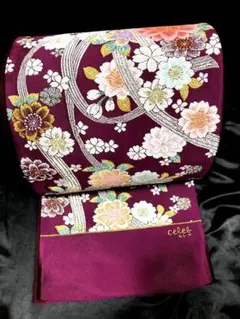 袋帯09 紫　値札付き未仕立て　リバーシブル振袖　成人式　結婚式　発表会　舞台