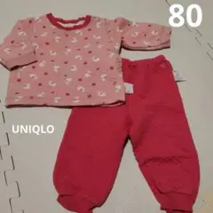 UNIQLO 80サイズ　ウサギ柄　キルティングパジャマ上下セット