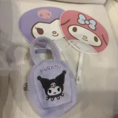 Kuromi 小型ポーチ 紫　うちわ　クロミ マイメロ