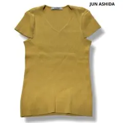 JUN ASHIDA 半袖 リブニット イエロー レーヨン混 L