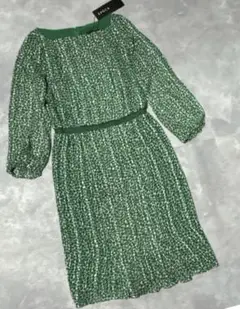 秋のおでかけに　EPOCA ドット柄 プリーツ とろみ シフォンワンピース美品