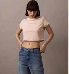 Calvin KleinJeansピンク クロップドトップ 半袖 L,