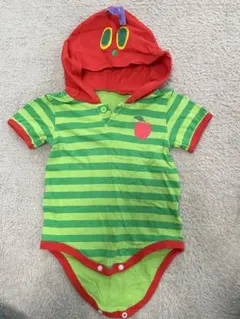 はらぺこあおむし　フード付きストライプロンパース 70~80