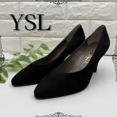 YSL Paris ブラックスエード ポインテッドトゥパンプス箱付 36 1/2のサムネイル