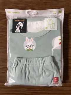 【未開封で発送】90サイズ ユニクロ 半袖 パジャマ めがねうさぎ（グリーン）