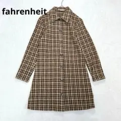 r30【fahrenheit】チェックウールロングシャツ　ボタン　レトロ