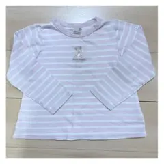 petit main 120サイズ 長袖カットソー ピンクストライプ