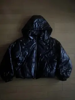 00s archive お兄系 y2kグランジ 短丈 光沢 ダウンジャケット 黒