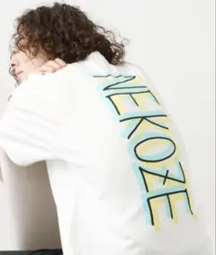 HARE 프리 사이즈 NEKOZE 백 프린트 티셔츠 화이트 코튼