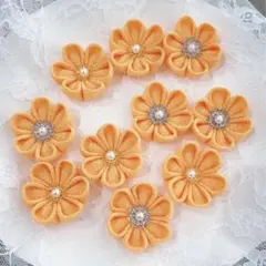 最終値下げ//つまみ細工　花　パーツ　薄い橙② 10個セット　ハンドメイド