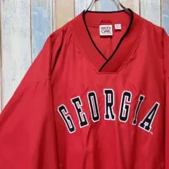 1183☆プルオーバーナイロンジャケット☆チームロゴ刺繍☆カレッジ☆赤☆XL