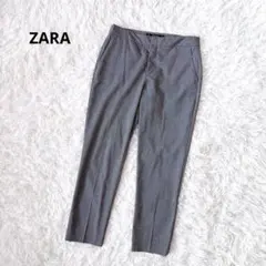 ZARA グレンチェック テーパードパンツ スラックス S グレー クロップドのサムネイル