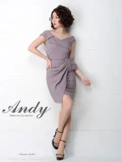 [Andy]ワンカラーリボンモチーフドレープタイトミニドレス