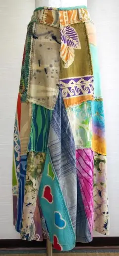 【値下げ】エルロデオ EL RODEO ロングスカート 柄 パッチワーク