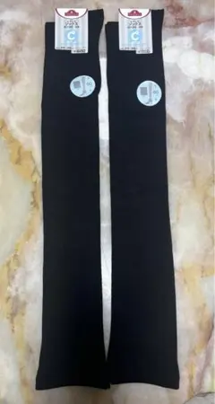新品TOPVALU ブラック 24-26cm ニーハイソックス　2足セット　無地のサムネイル