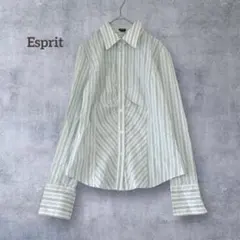 【エスプリ】ストライプシャツ ブラウス シャーリング レディース カジュアル Ｍ