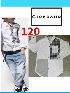 GIORDANO キッズ シャツ 120 入学式 男の子 ホワイト