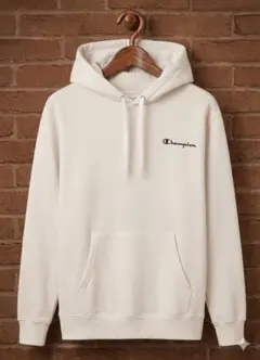 ​【US規格XL相当】チャンピオン ワンポイント刺ロゴ パーカー ベージュ L