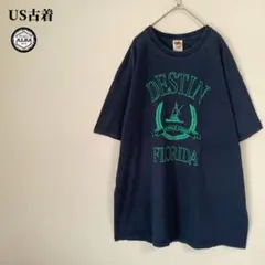 US古着　Tシャツ　USA直輸入　90s　英字プリント　ボート　ネイビー　2XL