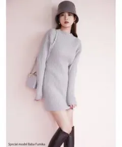 Sustainable リブタイトミニニットワンピース