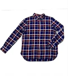 ネイビー レッド チェック柄 長袖シャツ　ネル素材