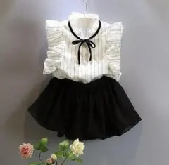 子供服（女の子）ストライプタンクトップ　キュロットパンツ　120cm