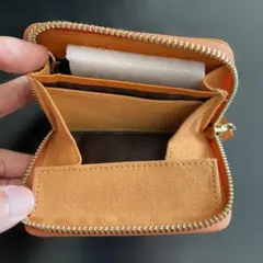 値下げ、kawaoto オレンジ　プエブロレザー コンパクト財布