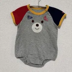 ミキハウスホットビスケッツ 顔ドン ロンパース 半袖