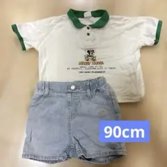 しまむら　リトシー　ディズニー　ミッキー　半袖ポロシャツ　半ズボン　上下セット