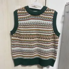 Free Valley 柄　ニットベスト